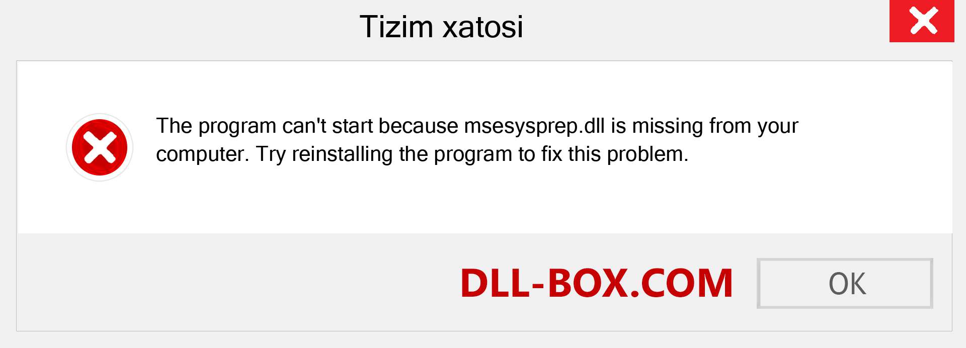 msesysprep.dll fayli yo'qolganmi?. Windows 7, 8, 10 uchun yuklab olish - Windowsda msesysprep dll etishmayotgan xatoni tuzating, rasmlar, rasmlar